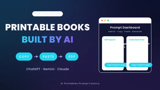 YouTube thumbnail — Printable Books Built By AI